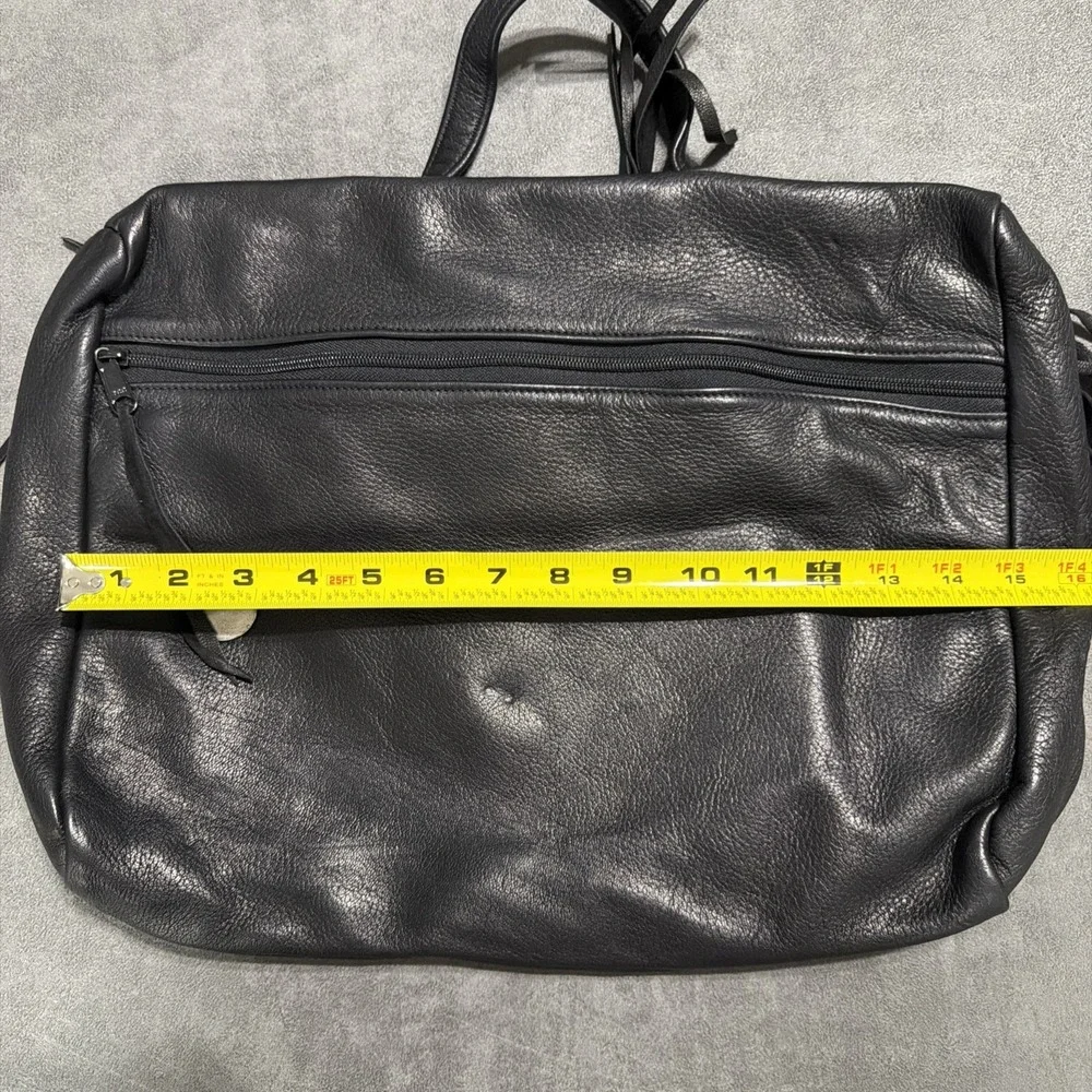 Erda Black Leather Fringe Laptop Bag Made In The USA